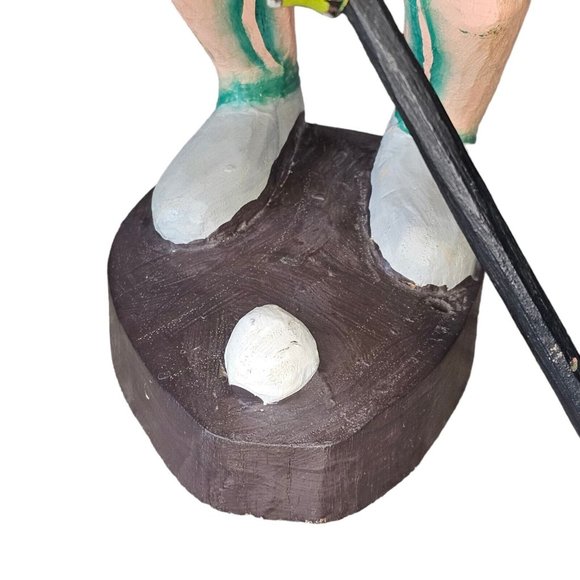 Vintage Handcarved Wood Golfing Frog Handpainted Sculpture Unique Tropical 11" - Picture 8 of 13